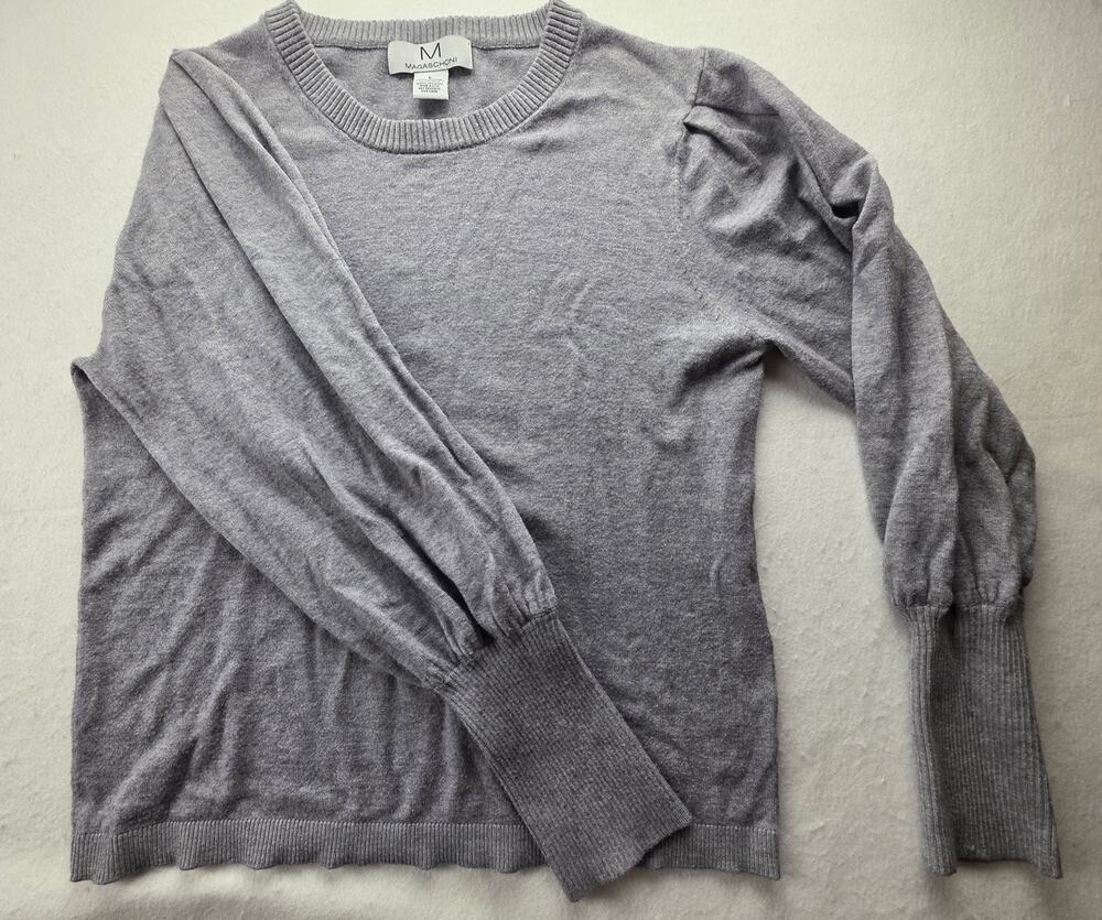 Magaschoni Gray Crewneck Basic Sweater Size Large